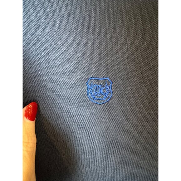 The Kooples Shirt Men XS Blue Cotton‎ Pique Logo Fitted Officer Collar Polo - Picture 9 of 12